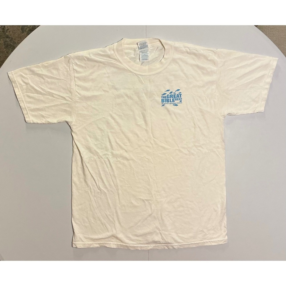 VTG Y2K Jesus Christian God The Great Bible Reef Nature Coastal Rare T-Shirt L - Picture 2 of 6